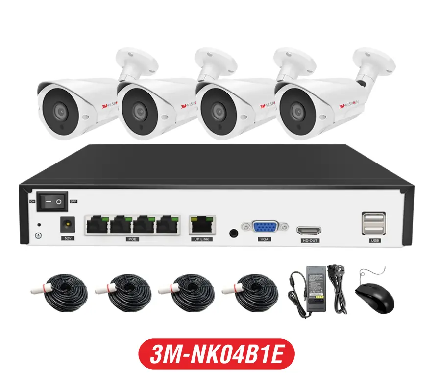 3M Vision 3M-NK04B1E PoE camera and NVR kit
