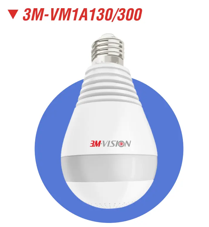 3M Vision 3M-VM1A130/300 3MP Fisheye WiFi bulb camera