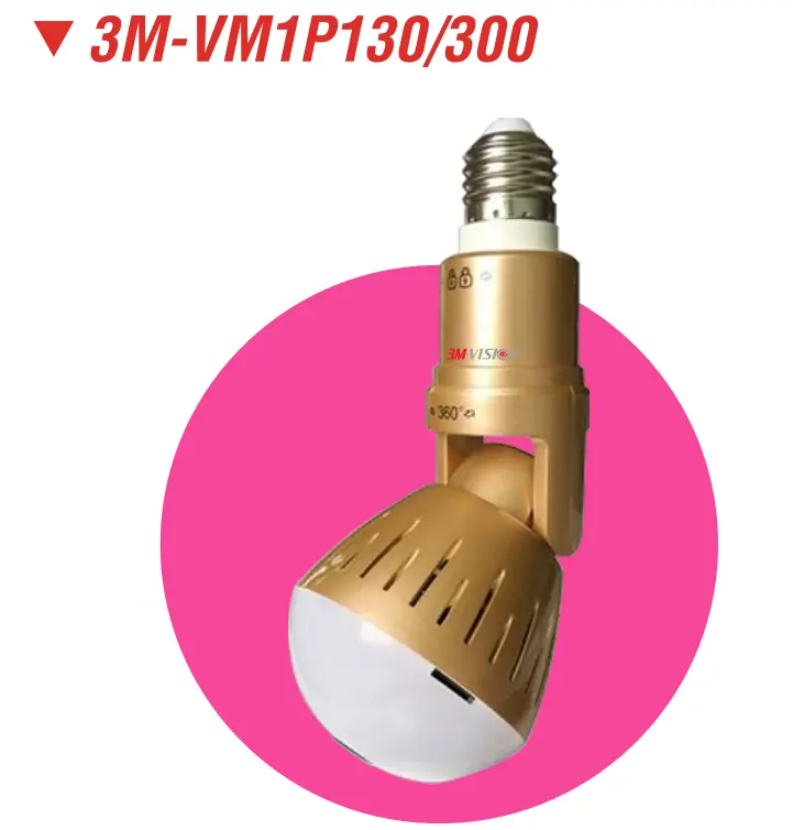 3M Vision 3M-VM1P130/300 3MP Fisheye WiFi bulb camera